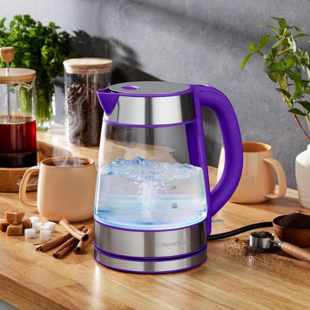 Speed-Boil Electric Kettle For Coffee Tea - 1.7L Water Boiler 1500W, Borosilicate Glass, Easy Clean Wide Opening, Auto Shut-Off, Cool Touch Handle, LED Light. 360° Rotation, Boil Dry Protection Speed-Boil Electric Kettle For Coffee Tea - 1.7L Water Boiler 1500W, Borosilicate Glass, Easy Clean Wide Opening, Auto Shut-Off, Cool Touch Handle, LED Light. 360° Rotation, Boil Dry Protection