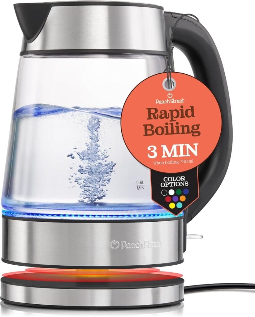 Speed-Boil Electric Kettle For Coffee Tea - 1.7L Water Boiler 1500W, Borosilicate Glass, Easy Clean Wide Opening, Auto Shut-Off, Cool Touch Handle, LED Light. 360° Rotation, Boil Dry Protection Speed-Boil Electric Kettle For Coffee Tea - 1.7L Water Boiler 1500W, Borosilicate Glass, Easy Clean Wide Opening, Auto Shut-Off, Cool Touch Handle, LED Light. 360° Rotation, Boil Dry Protection