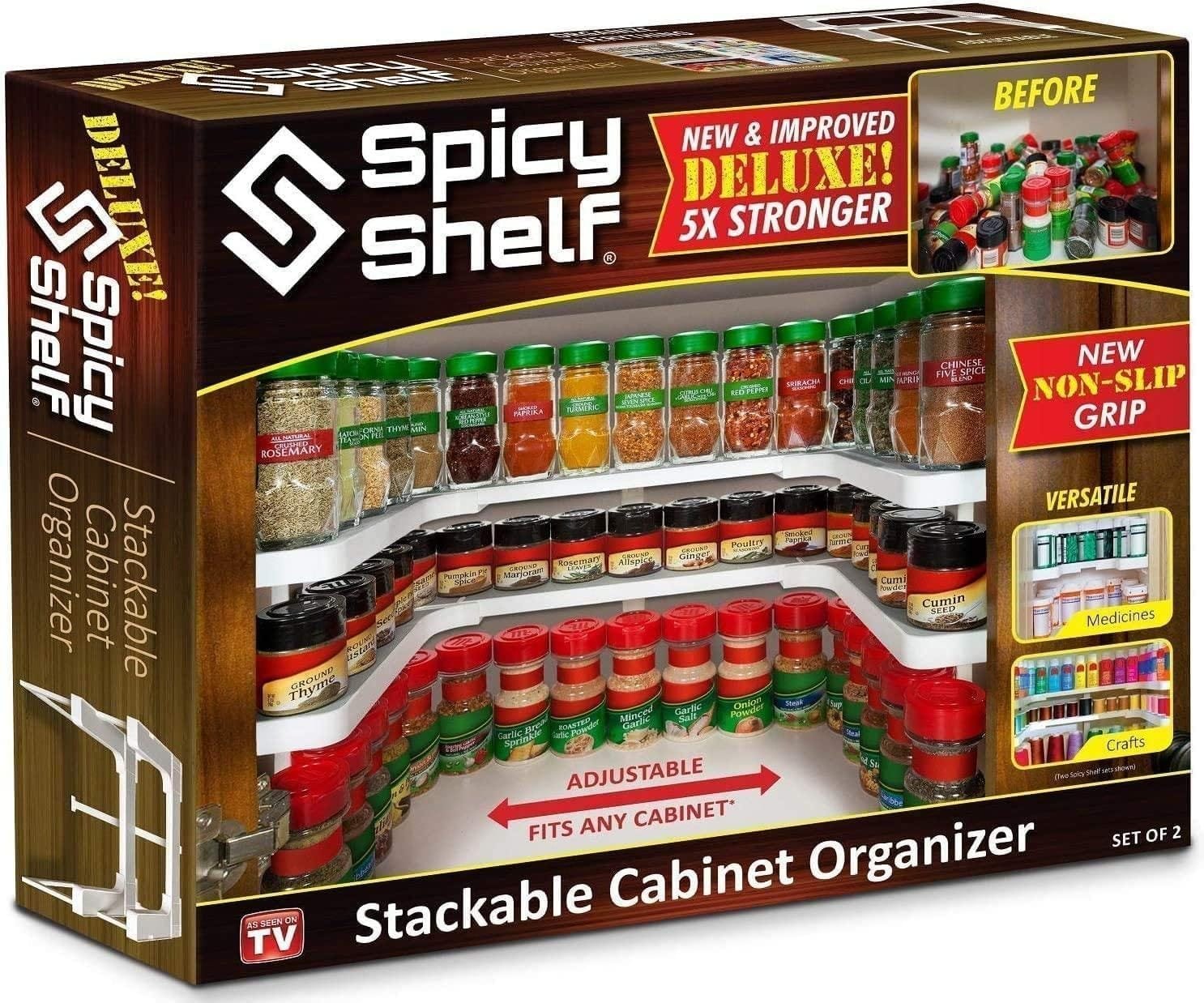 Spicy Shelf Deluxe - Expandable Spice Rack and Stackable Cabinet  Pantry Organizer (1 Set of 2 Shelves) - As seen on TV Deluxe (Spicy Shelf Organizer)
