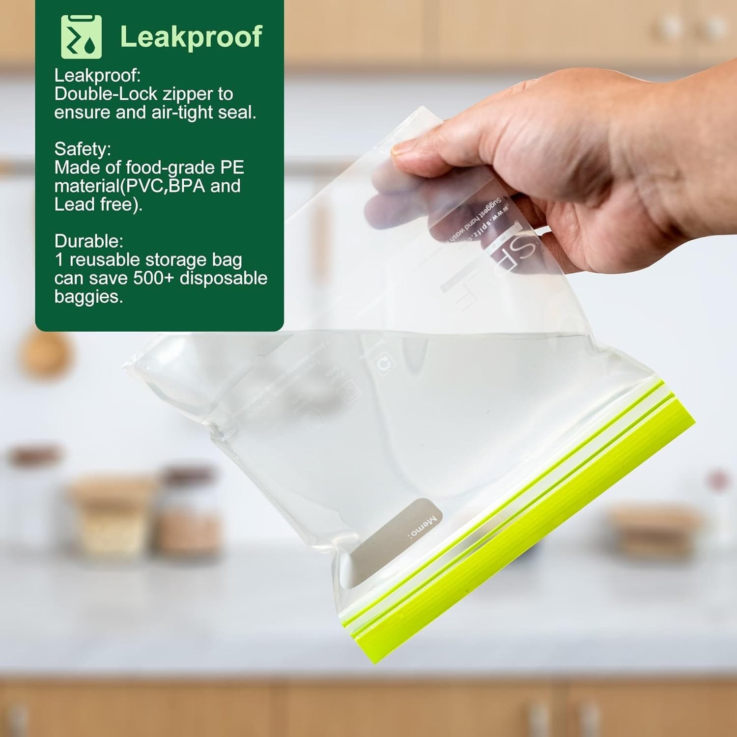 SPLF 12 Pack Reusable Gallon Freezer Bags Dishwasher Microwave Safe, 1 Gallon BPA Free Leakproof Food Storage Bags, Silicone Free Containers for Meal Prep, Fridge Kitchen Organization