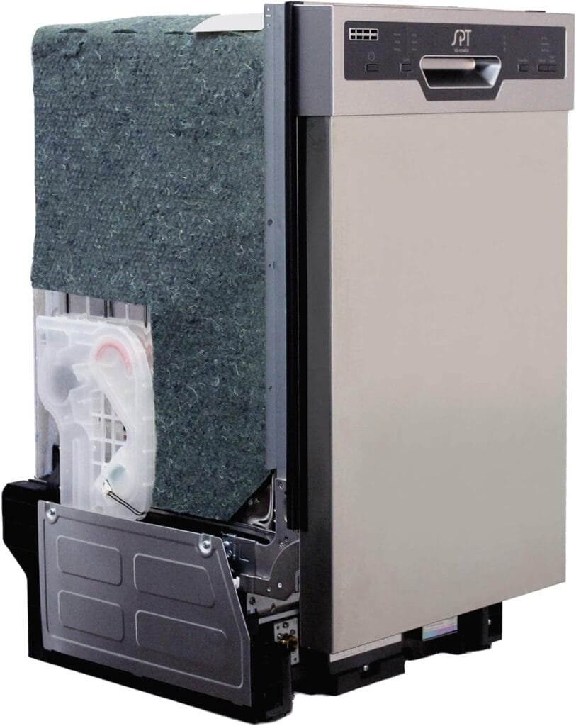 SPT SD-9254SSA 18″ Wide Built-In Stainless Steel Dishwasher w/Heated Drying, ENERGY STAR, 6 Wash Programs, 8 Place Settings and Stainless Steel Tub