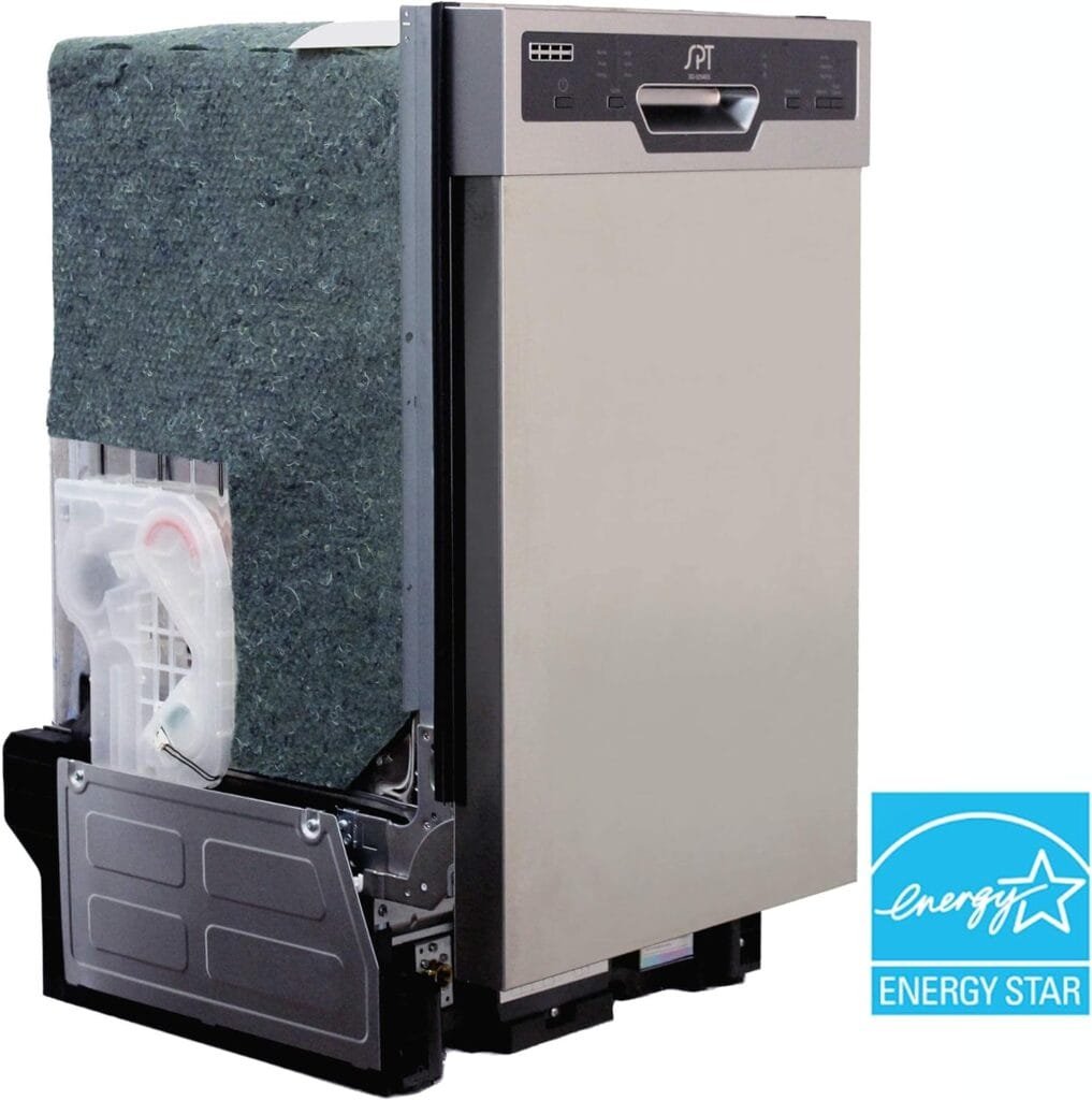 SPT SD-9254SSA 18″ Wide Built-In Stainless Steel Dishwasher w/Heated Drying, ENERGY STAR, 6 Wash Programs, 8 Place Settings and Stainless Steel Tub