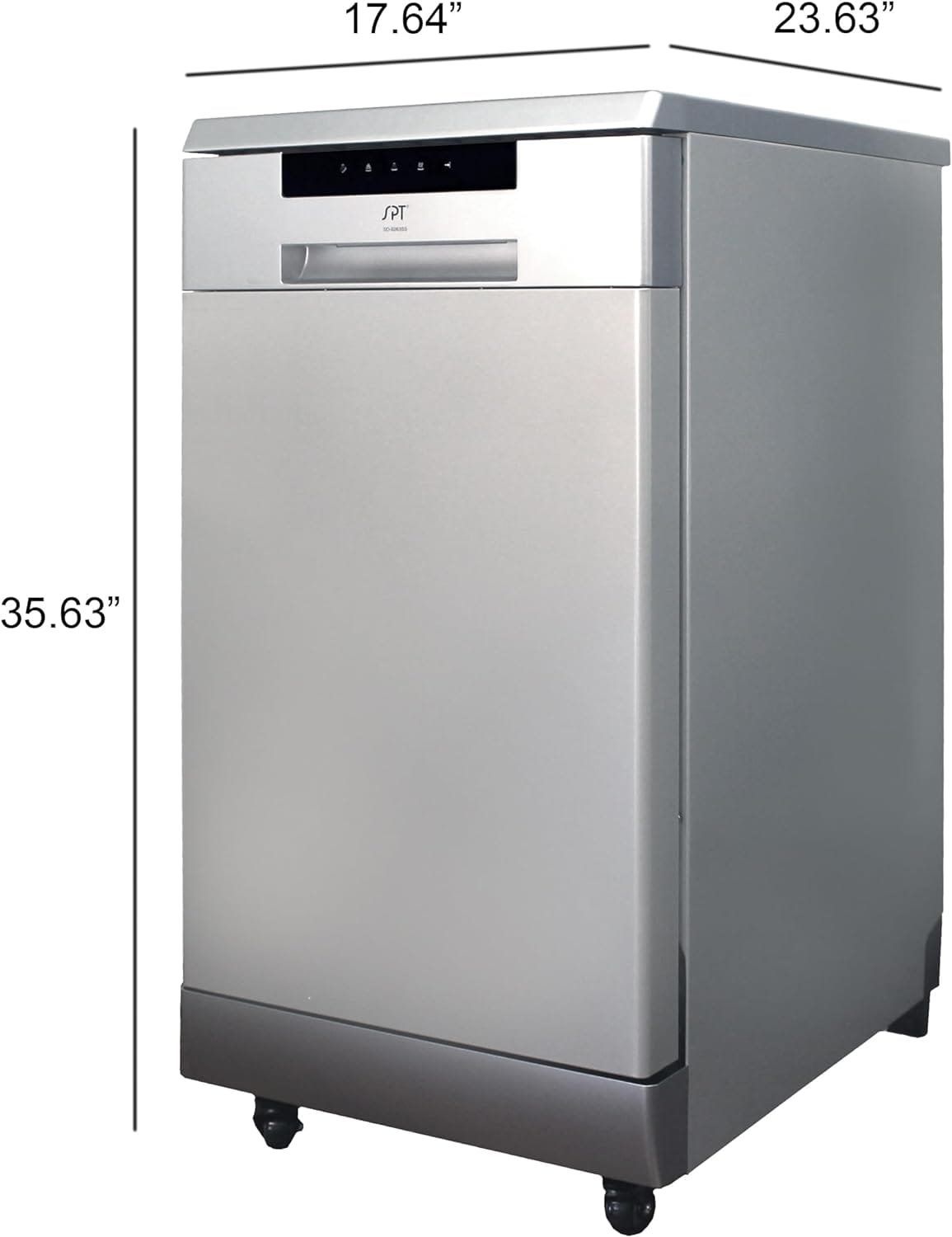 SPT SD-9263SSA 18″ Wide Portable Stainless Steel Dishwasher with ENERGY STAR, 6 Wash Programs, 8 Place Settings and Stainless Steel Tub – Stainless Steel