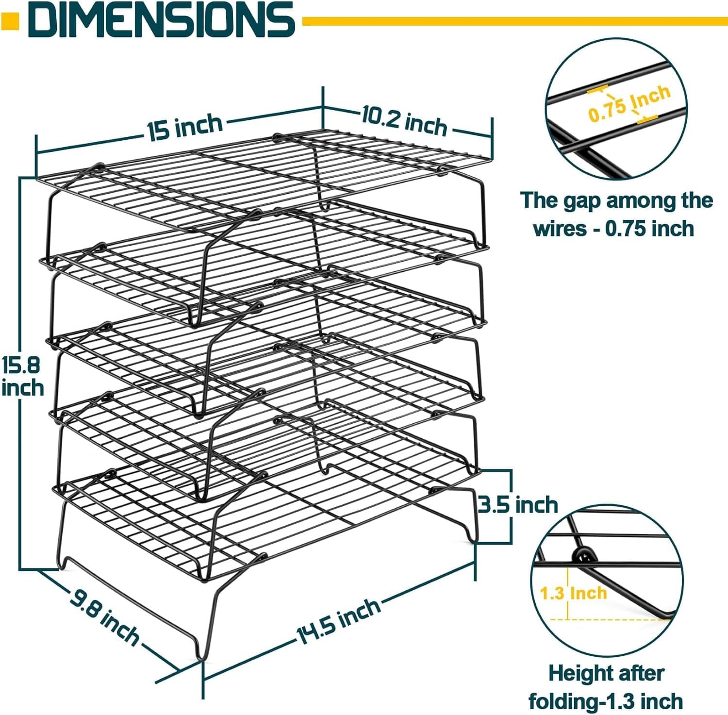 stackable-cooling-rack-set-pp-chef-2-tier-nonstick-wire-racks-for-oven-baking-cooking-roasting-stainless-steel-core-easy - Cooking Appliance World