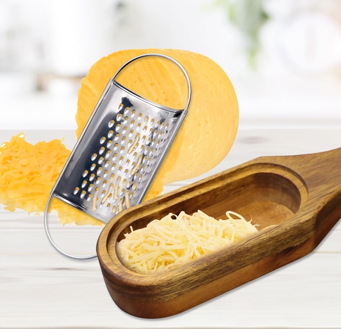 Stainless Steel Cheese Grater Handheld Wooden Grater Cheese Grater Box Grater Kitchen Tool Shredder Cheese Tool