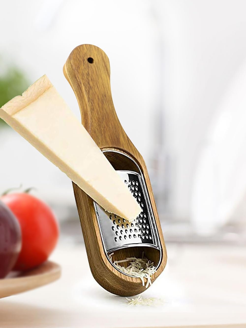 Stainless Steel Cheese Grater Handheld Wooden Grater Cheese Grater Box Grater Kitchen Tool Shredder Cheese Tool