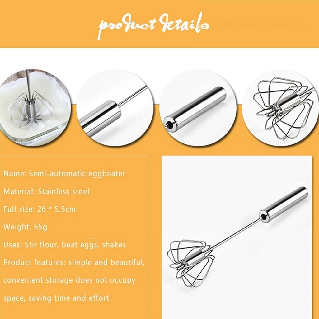 Stainless Steel Egg Whisk, Hand Push Rotary Whisk Blender, Versatile Milk Frother, Hand Push Mixer Stirrer for Blending, Whisking, Beating  Stirring (12in) Stainless Steel Egg Whisk, Hand Push Rotary Whisk Blender, Versatile Milk Frother, Hand Push Mixer Stirrer for Blending, Whisking, Beating  Stirring (12in)