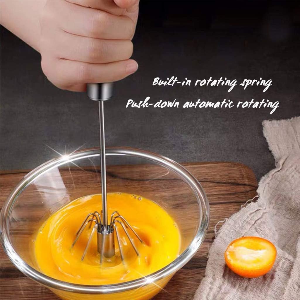 Stainless Steel Egg Whisk, Hand Push Rotary Whisk Blender, Versatile Milk Frother, Hand Push Mixer Stirrer for Blending, Whisking, Beating  Stirring (12in) Stainless Steel Egg Whisk, Hand Push Rotary Whisk Blender, Versatile Milk Frother, Hand Push Mixer Stirrer for Blending, Whisking, Beating  Stirring (12in)