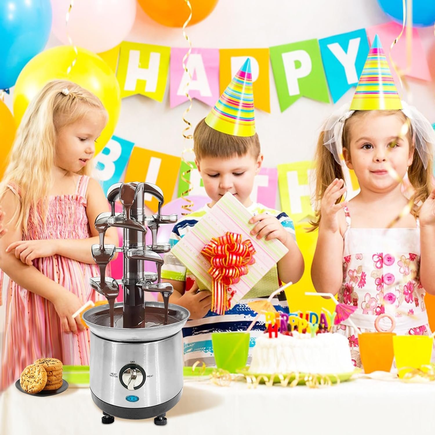 Stainless Steel Electric Chocolate Fondue Fountain Machine for Party Wedding Christmas Gift Stainless Steel Electric Chocolate Fondue Fountain Machine for Party Wedding Christmas Gift