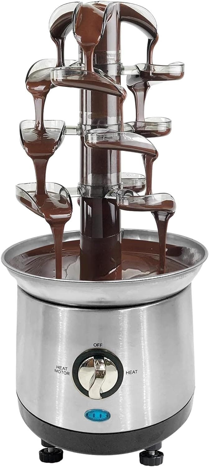 Stainless Steel Electric Chocolate Fondue Fountain Machine for Party Wedding Christmas Gift Stainless Steel Electric Chocolate Fondue Fountain Machine for Party Wedding Christmas Gift