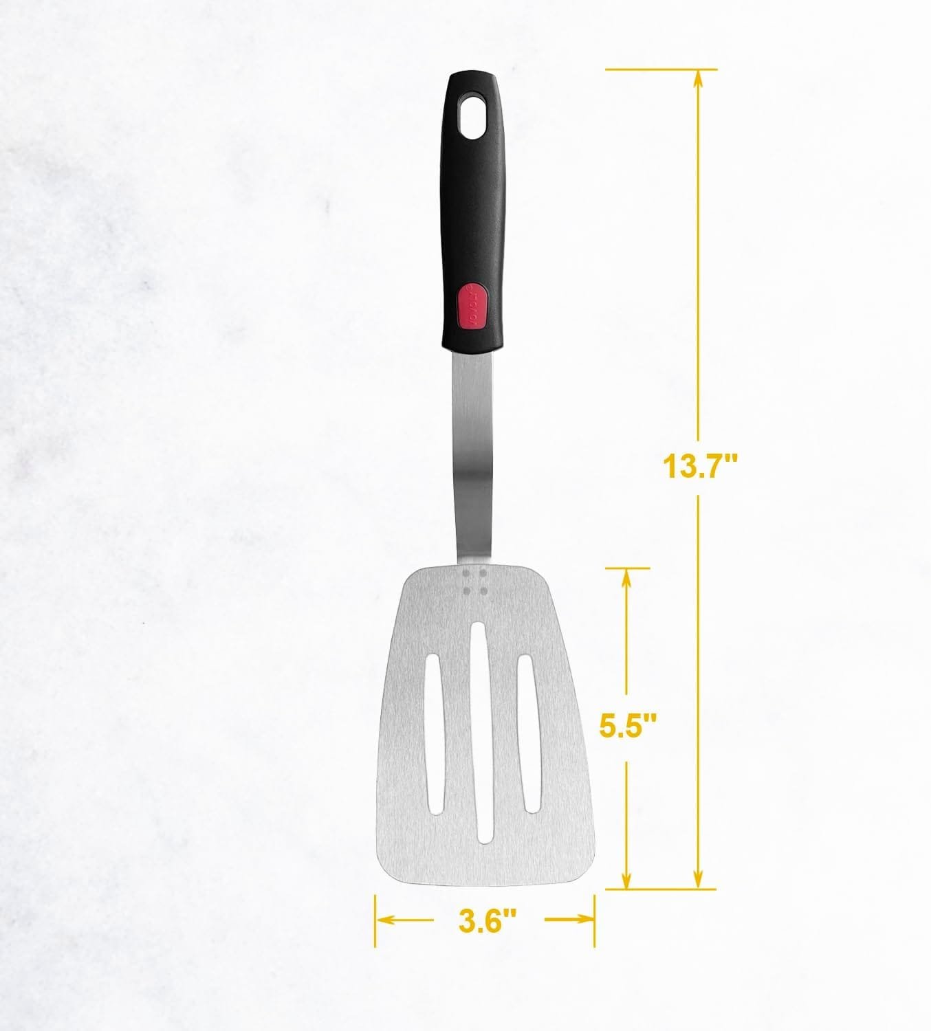 Stainless Steel Flexible Spatula Turner, VOVOLY Thin Metal Spatula for Cast Iron Skillet, Thin Blade and Heat Resistant Silicone Handle, Great for Egg, Cookie, Meat, Crep, Large