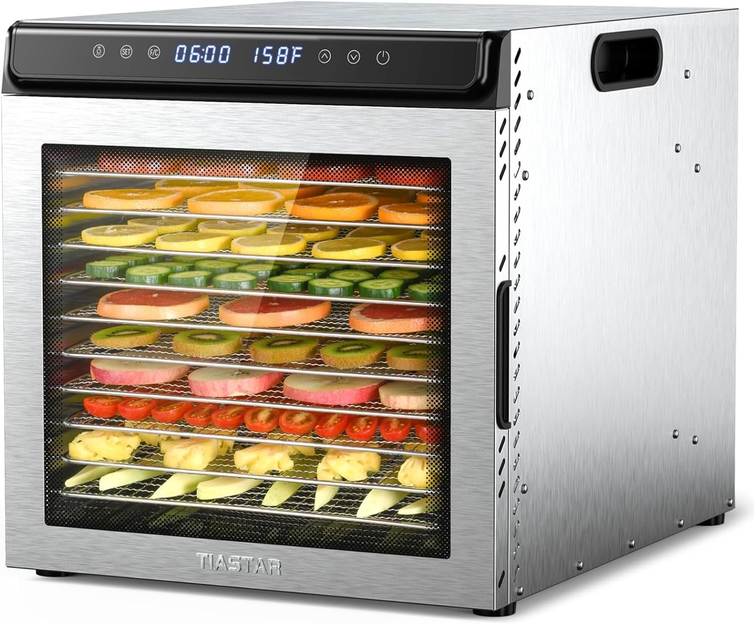 stainless-steel-food-dehydrator-machine-10-trays-food-dryer-72h-timer-and-temp-control-1100w-dehydrators-for-food-and-je - Cooking Appliance World