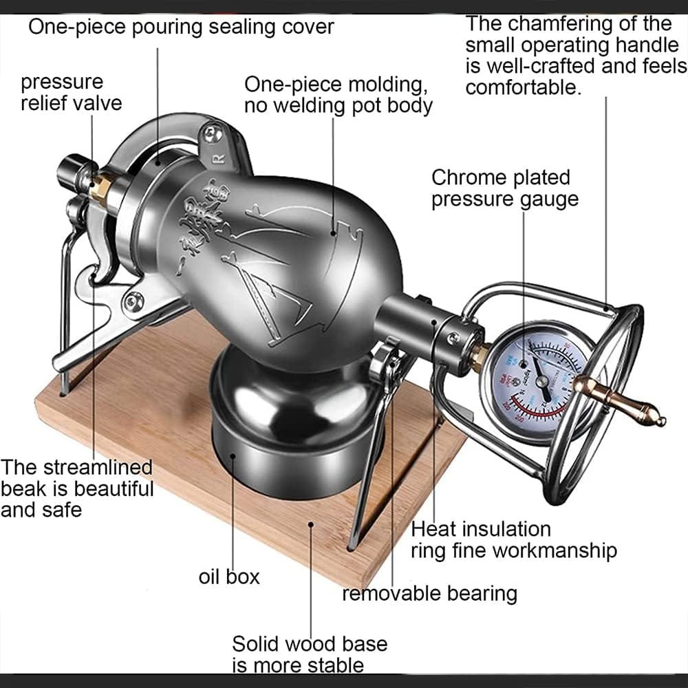 Stainless Steel Popcorn Maker, Manual Crank Popcorn Popper, High Pressure Popcorn Maker Machine, Chinese Popcorn Cannon for Family Gathering Party Fun Stainless Steel Popcorn Maker, Manual Crank Popcorn Popper, High Pressure Popcorn Maker Machine, Chinese Popcorn Cannon for Family Gathering Party Fun
