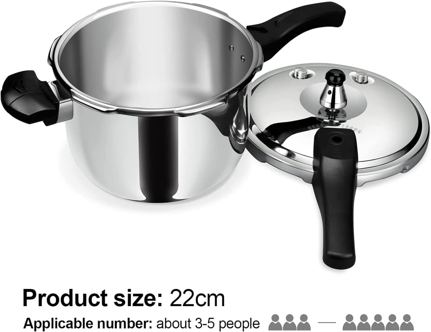 Stainless Steel Pressure Cooker, Peterboo 4 Quart Induction Compatible Thickened Pressure Cooker with Spring Valve Safeguard Devices, Compatible with Gas  Induction Cooker 2-5 Members Use