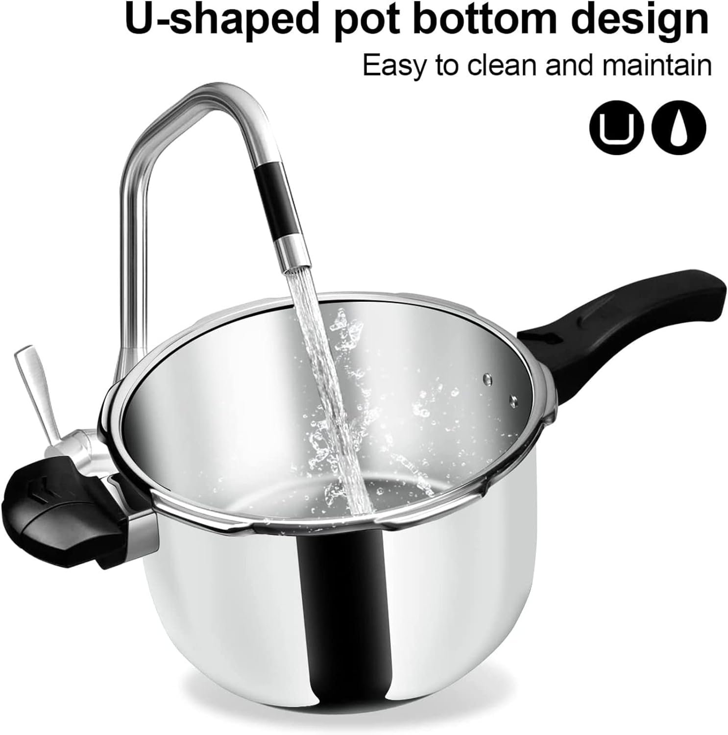 Stainless Steel Pressure Cooker, Peterboo 4 Quart Induction Compatible Thickened Pressure Cooker with Spring Valve Safeguard Devices, Compatible with Gas  Induction Cooker 2-5 Members Use