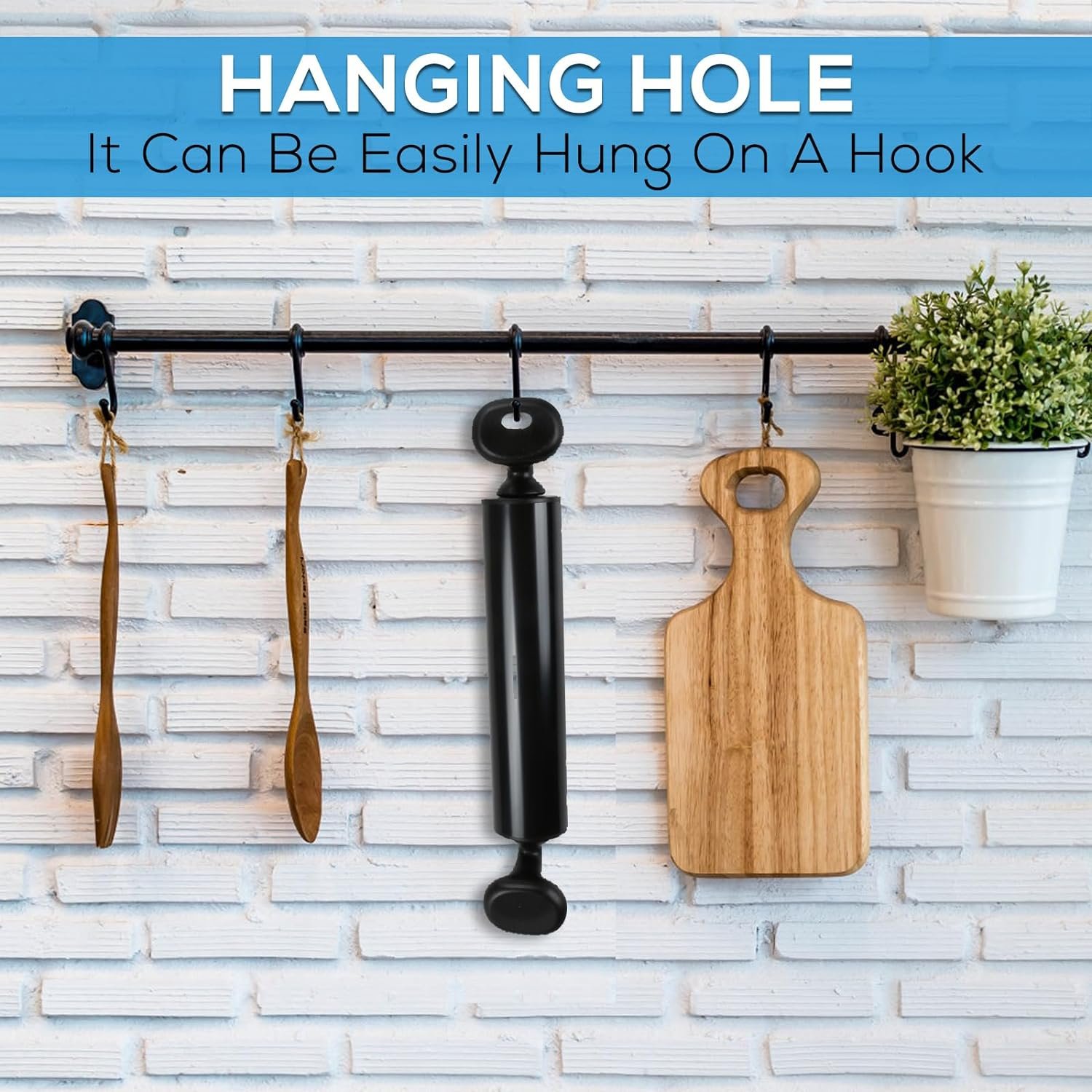 Stainless Steel Rolling Pin for Baking Dough Roller With Lifted Handles Fondant Roller for Pizza Tortillas Pie Biscuit Non-Stick Coating for Easy Cleaning Black FAVIA