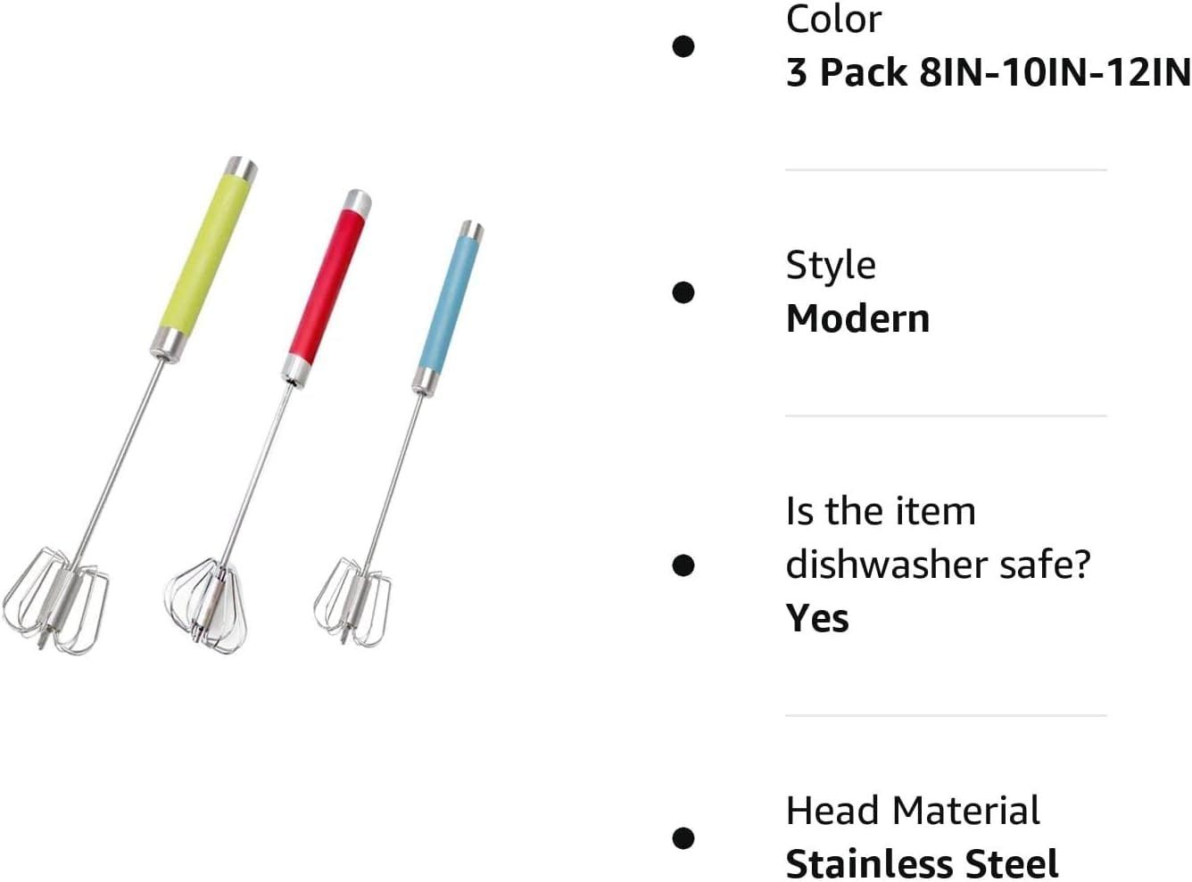 Stainless Steel Semi-automatic Egg Whisk - 3PCS Hand Push Rotary Whisk Blender (3 Pack) Stainless Steel Semi-automatic Egg Whisk - 3PCS Hand Push Rotary Whisk Blender (3 Pack)