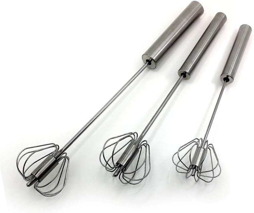 Stainless Steel Semi-automatic Egg Whisk - 3PCS Hand Push Rotary Whisk Blender (3 Pack) Stainless Steel Semi-automatic Egg Whisk - 3PCS Hand Push Rotary Whisk Blender (3 Pack)