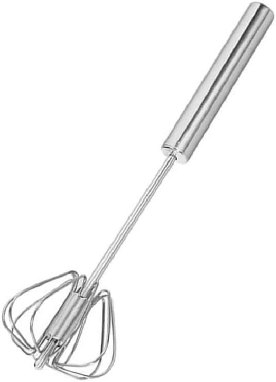 Stainless Steel Whisks, Hand Push Whisk Blender Semi-Automatic Whisk Mixer Egg Milk Beater Milk Frother Rotating Push Whisk Mixer for Blending, Whisking, Beating  Stirring (10 inches)