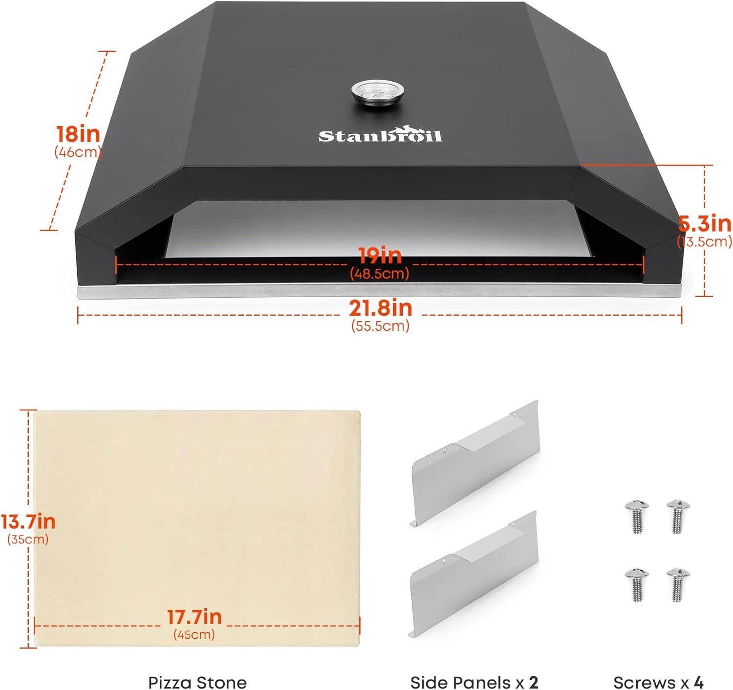 Stanbroil Pizza Oven for Blackstone 36 Gas Griddle Cooking Station, Outdoor Pizza Maker with Side Panels and Temperature Gauge, 17.7 in. x 13.7 in. Pizza Stone Stanbroil Pizza Oven for Blackstone 36 Gas Griddle Cooking Station, Outdoor Pizza Maker with Side Panels and Temperature Gauge, 17.7 in. x 13.7 in. Pizza Stone