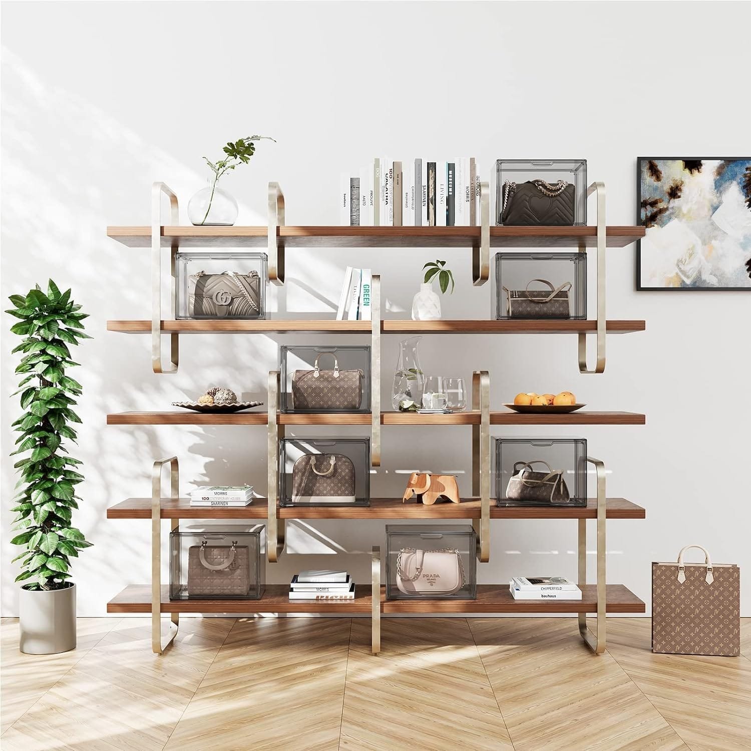 starogegc 3Pack Clear Plastic Handbag Storage Organizer for Closet, Acrylic Display Case for Handbag and Purse, Purse Organizer for Closet with Magnetic Lid for Book, Toys, Hat