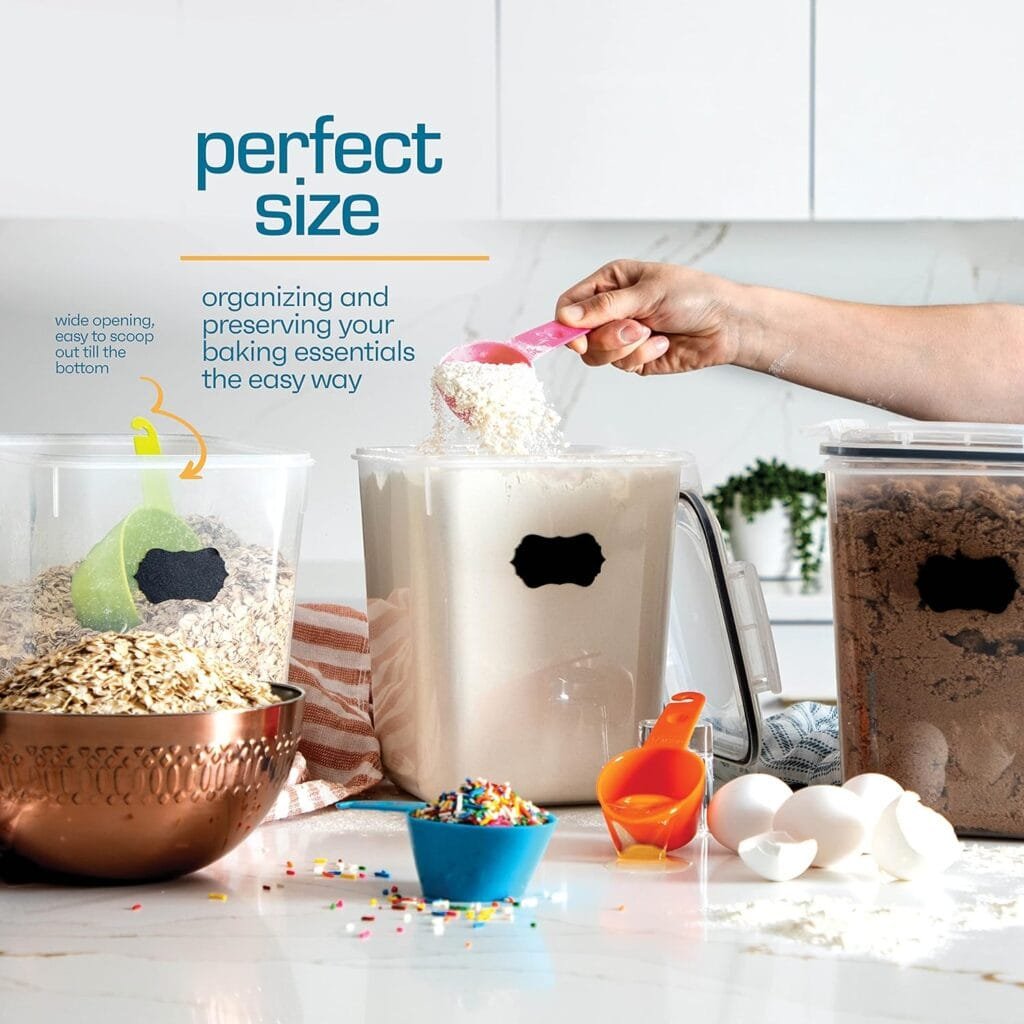 Storeganize Flour Sugar Storage Containers (5.3L/4pk) Great Rice Canisters Sets For The Kitchen pantry, Large Food Storage Containers With Lids Airtight