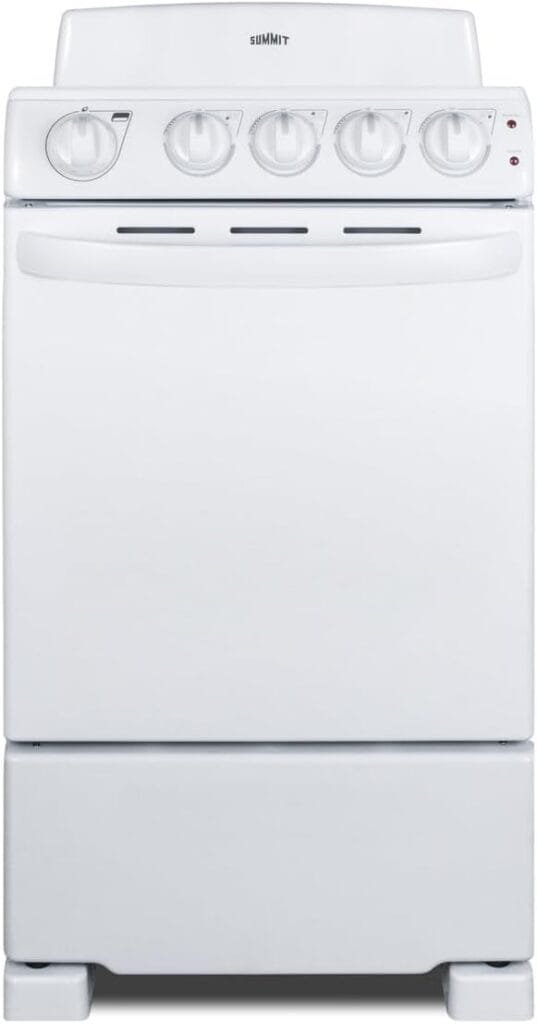 Summit Appliance RE203W 20 Electric Range, 4 Coil Elements, White, 2.3 Cuft Oven Capacity, on Indicator Lights for Oven and Elements- Cord Not Included Summit Appliance RE203W 20 Electric Range, 4 Coil Elements, White, 2.3 Cuft Oven Capacity, on Indicator Lights for Oven and Elements- Cord Not Included