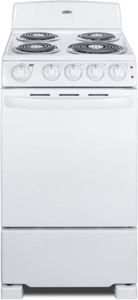 Summit Appliance RE203W 20 Electric Range, 4 Coil Elements, White, 2.3 Cuft Oven Capacity, on Indicator Lights for Oven and Elements- Cord Not Included Summit Appliance RE203W 20 Electric Range, 4 Coil Elements, White, 2.3 Cuft Oven Capacity, on Indicator Lights for Oven and Elements- Cord Not Included