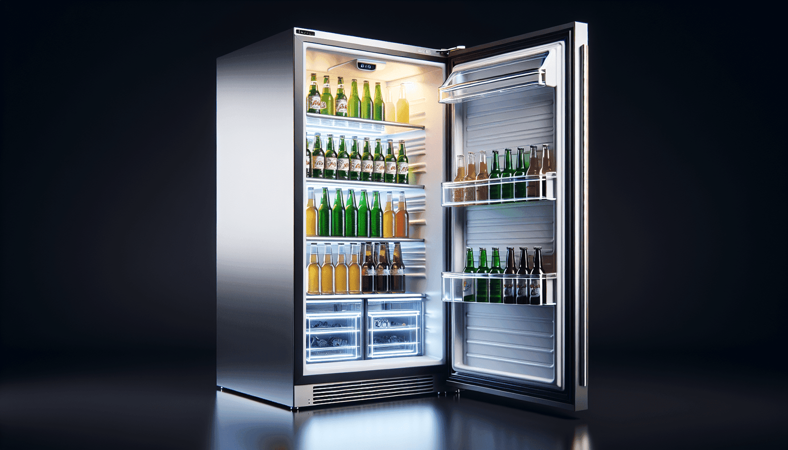 Summit SWBV3071 Under Counter Beverage Refrigerator - Stainless Steel Doors with Glass and Black Cabinet, Glass/Black