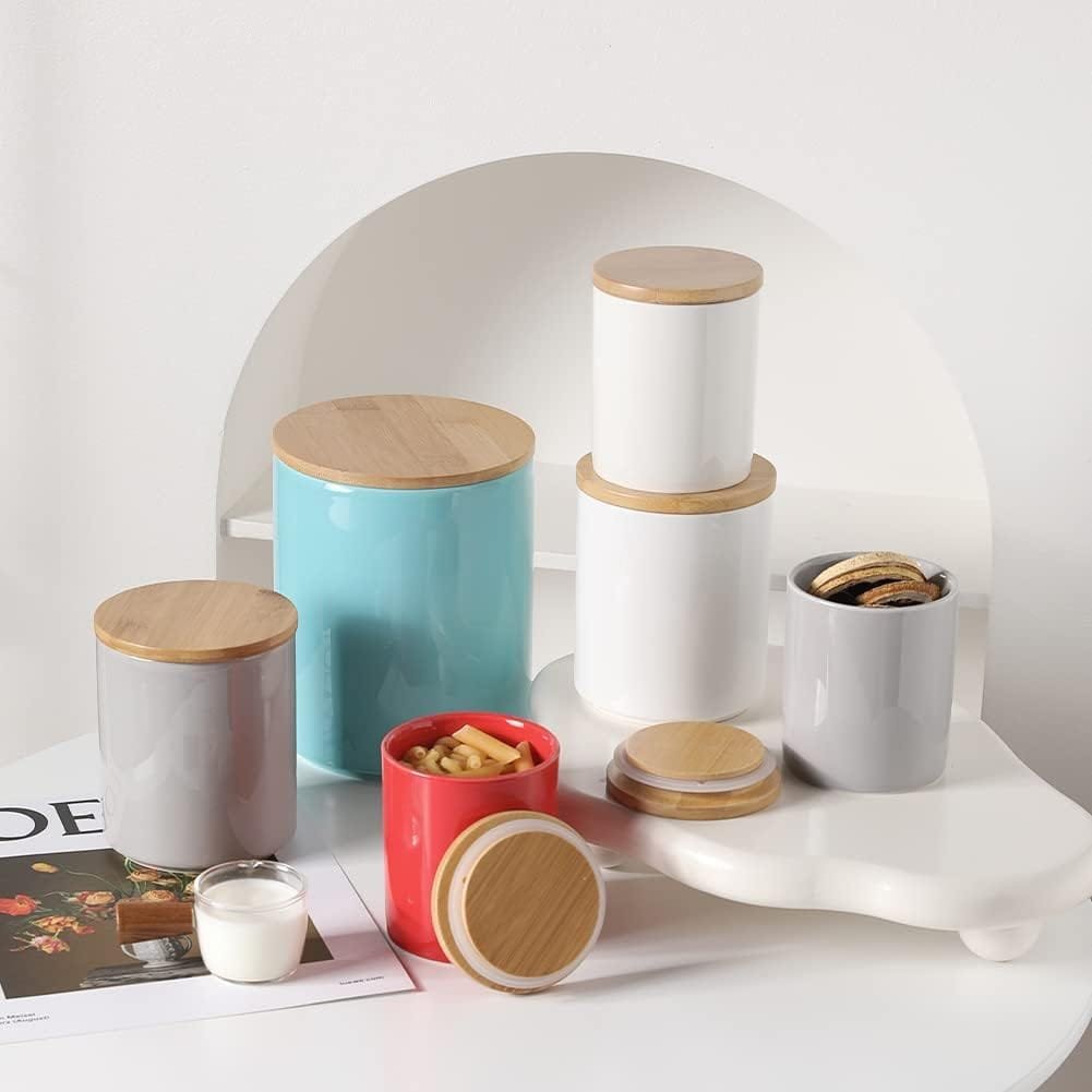 sweejar-kitchen-canisters-ceramic-food-storage-jar-set-stackable-containers-with-airtight-seal-bamboo-lid-for-serving-gr - Cooking Appliance World