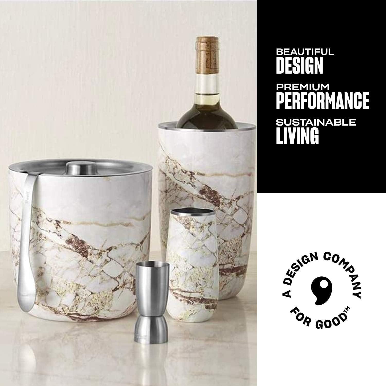 Swell Stainless Steel Wine Chiller, 750ml Teakwood, Triple-Layered Vacuum-Insulated Container Designed to Keep Bottles Colder for Longer - BPA-Free Designer Barware Accessories