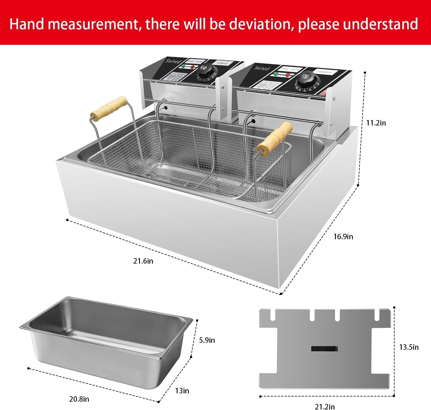 Swinod Commercial Deep Fryer with Basket for Restaurant or Home Use, Detachable Large Capacity Stainless Steel Countertop Electric Oil Fryer with Temperature Control Swinod Commercial Deep Fryer with Basket for Restaurant or Home Use, Detachable Large Capacity Stainless Steel Countertop Electric Oil Fryer with Temperature Control