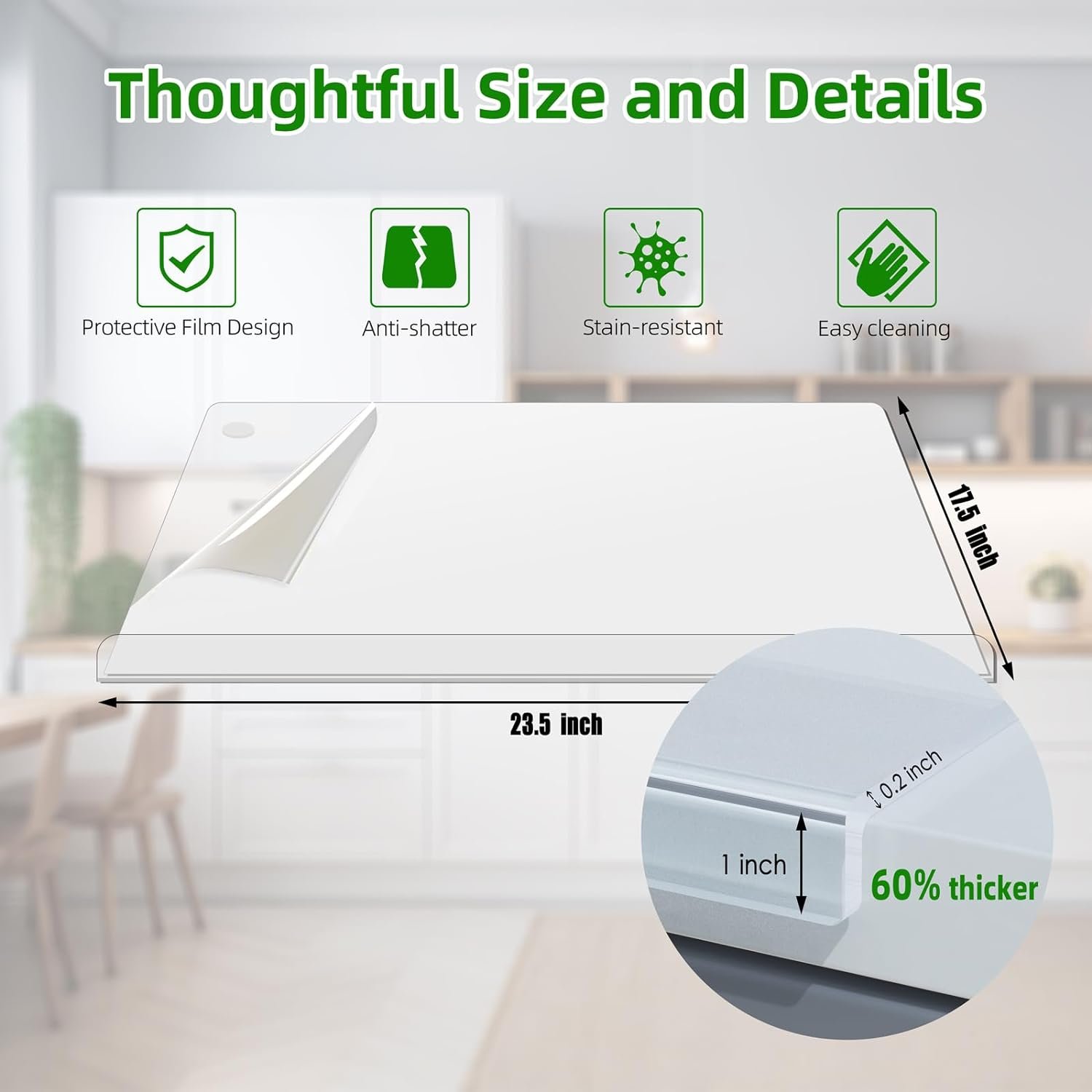 SWSKR Acrylic Cutting Board with Counter Lip,17x13 Large Clear Cutting Board for Kitchen Countertop,Non-Slip,60% Thicker,Perfect for Bread,Meat,Veggies More,Great Kitchen Essential Gadgets Decor SWSKR Acrylic Cutting Board with Counter Lip,17x13 Large Clear Cutting Board for Kitchen Countertop,Non-Slip,60% Thicker,Perfect for Bread,Meat,Veggies More,Great Kitchen Essential Gadgets Decor