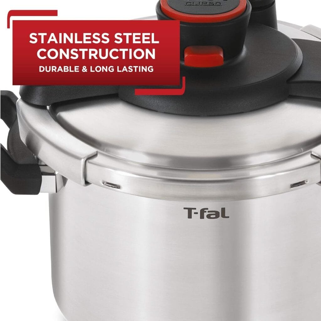T-fal Pressure Cooker Aluminum Pressure Canner, 22 Quart, 3 PSI Settings, Cookware, Pots and Pans, Large Capacity, Cooling Racks, Recipe Booket, Canning Vegetables, Meats, Poultry, Seafood, Silver
