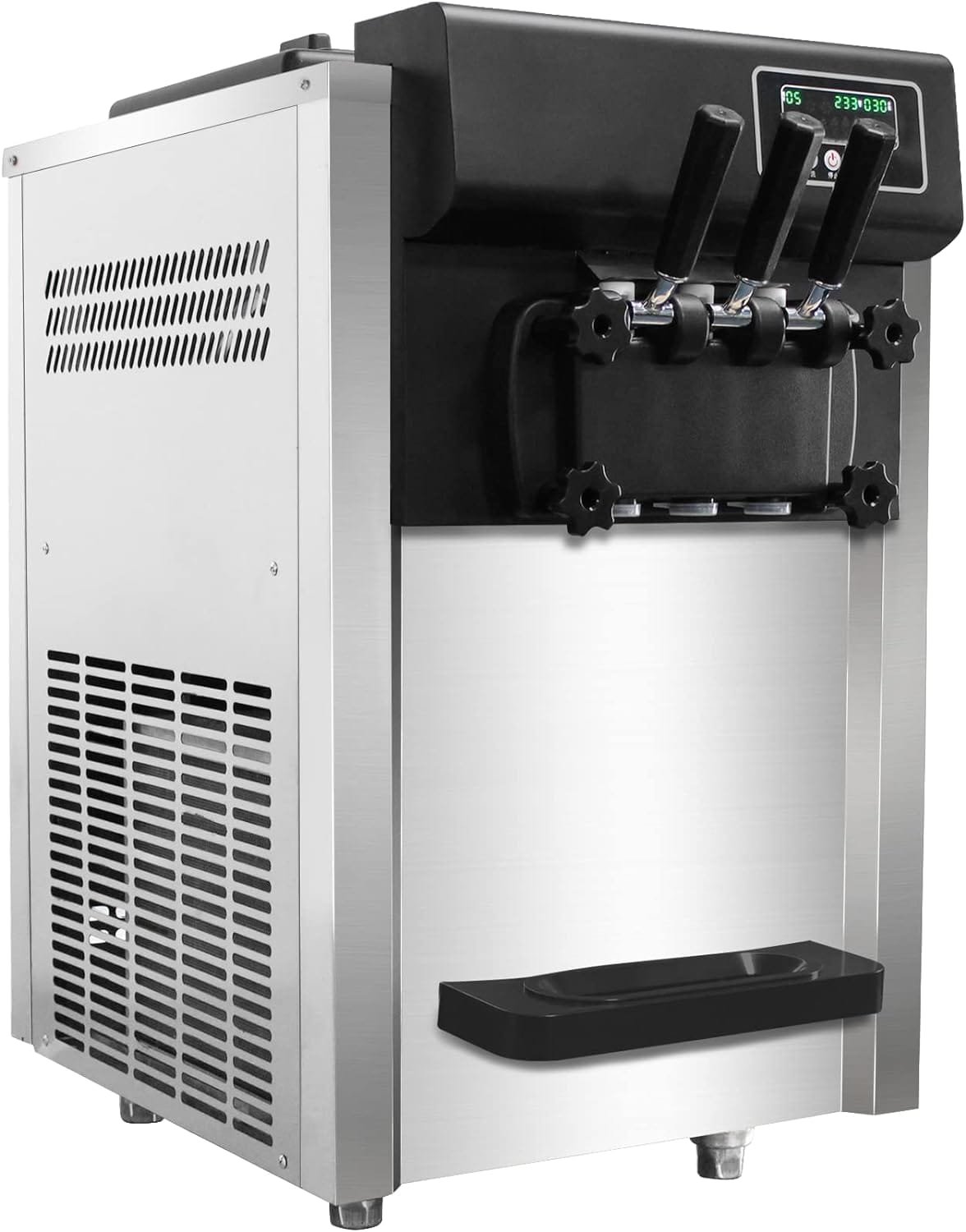 Table Top Ice Cream Maker YINSHUO BRAND Stainless Steel 3 Flavors Ice Cream Machine Commercial Soft Serve Ice Cream Maker for Restaurants Snack Bar supermarkets 2200 W 18-25L PER HOUR