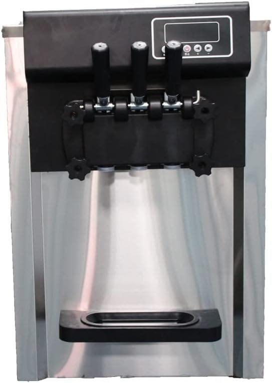 Table Top Ice Cream Maker YINSHUO BRAND Stainless Steel 3 Flavors Ice Cream Machine Commercial Soft Serve Ice Cream Maker for Restaurants Snack Bar supermarkets 2200 W 18-25L PER HOUR