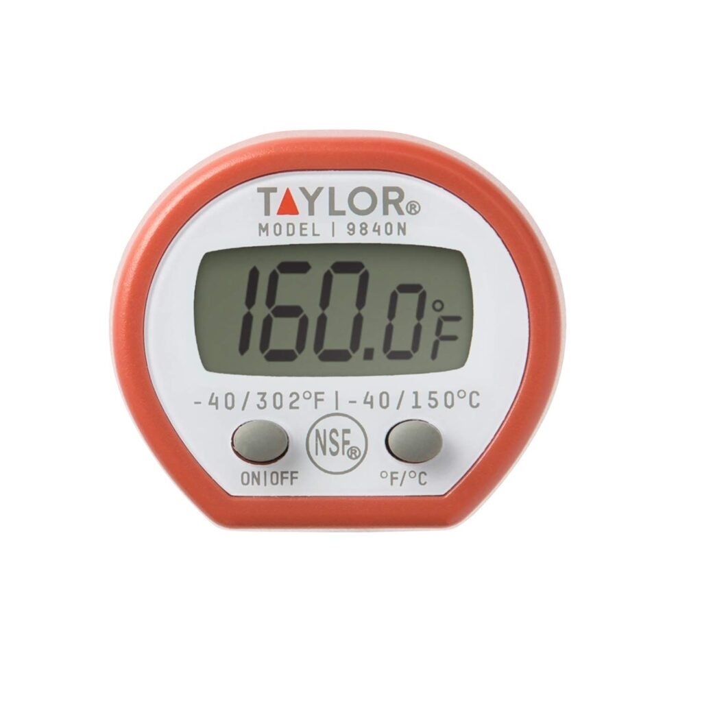 Taylor Instant Read Digital Meat Food Grill BBQ Cooking Kitchen Thermometer, Comes with Pocket Sleeve Clip, Red