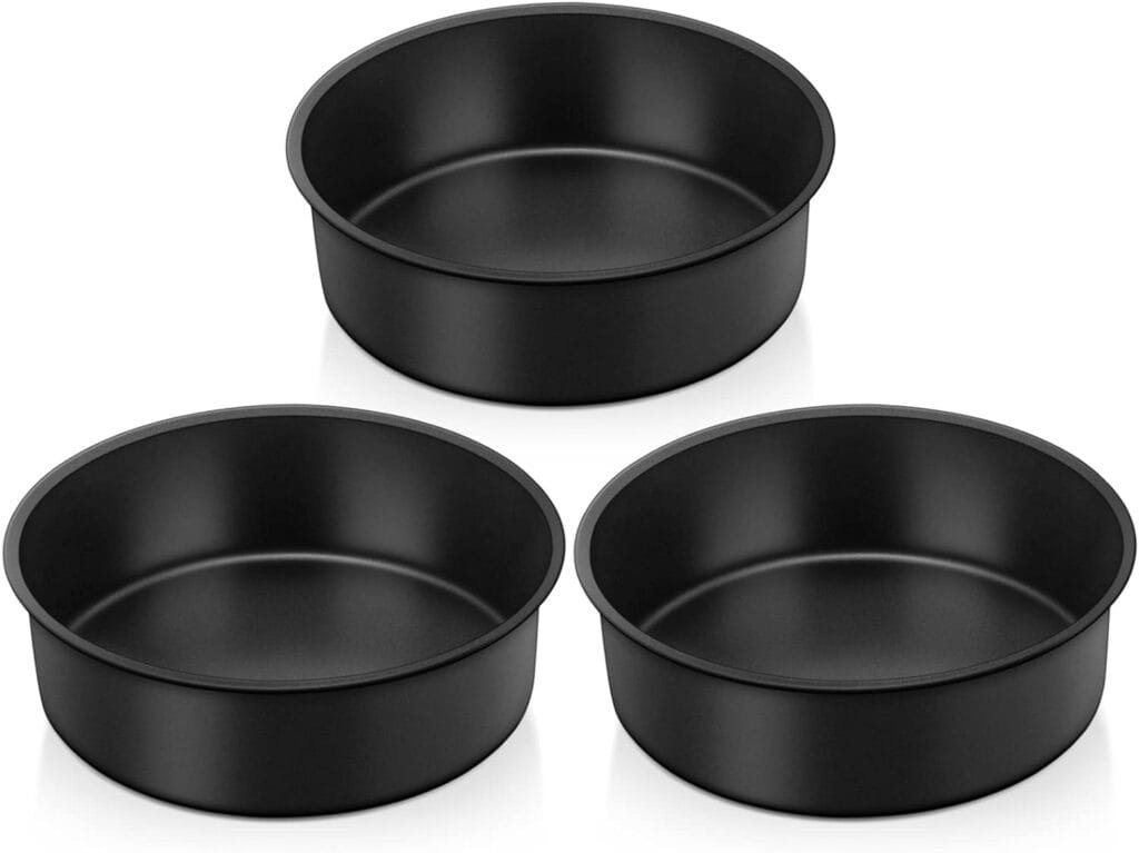 TeamFar 6 Inch Cake Pan, Round Baking Layer Cake Pan Set of 3, with Non-Stick Coating Stainless Steel Core for Birthday, Party, Wedding, Healthy Heatproof, Release Easily Easy Clean TeamFar 6 Inch Cake Pan, Round Baking Layer Cake Pan Set of 3, with Non-Stick Coating Stainless Steel Core for Birthday, Party, Wedding, Healthy Heatproof, Release Easily Easy Clean