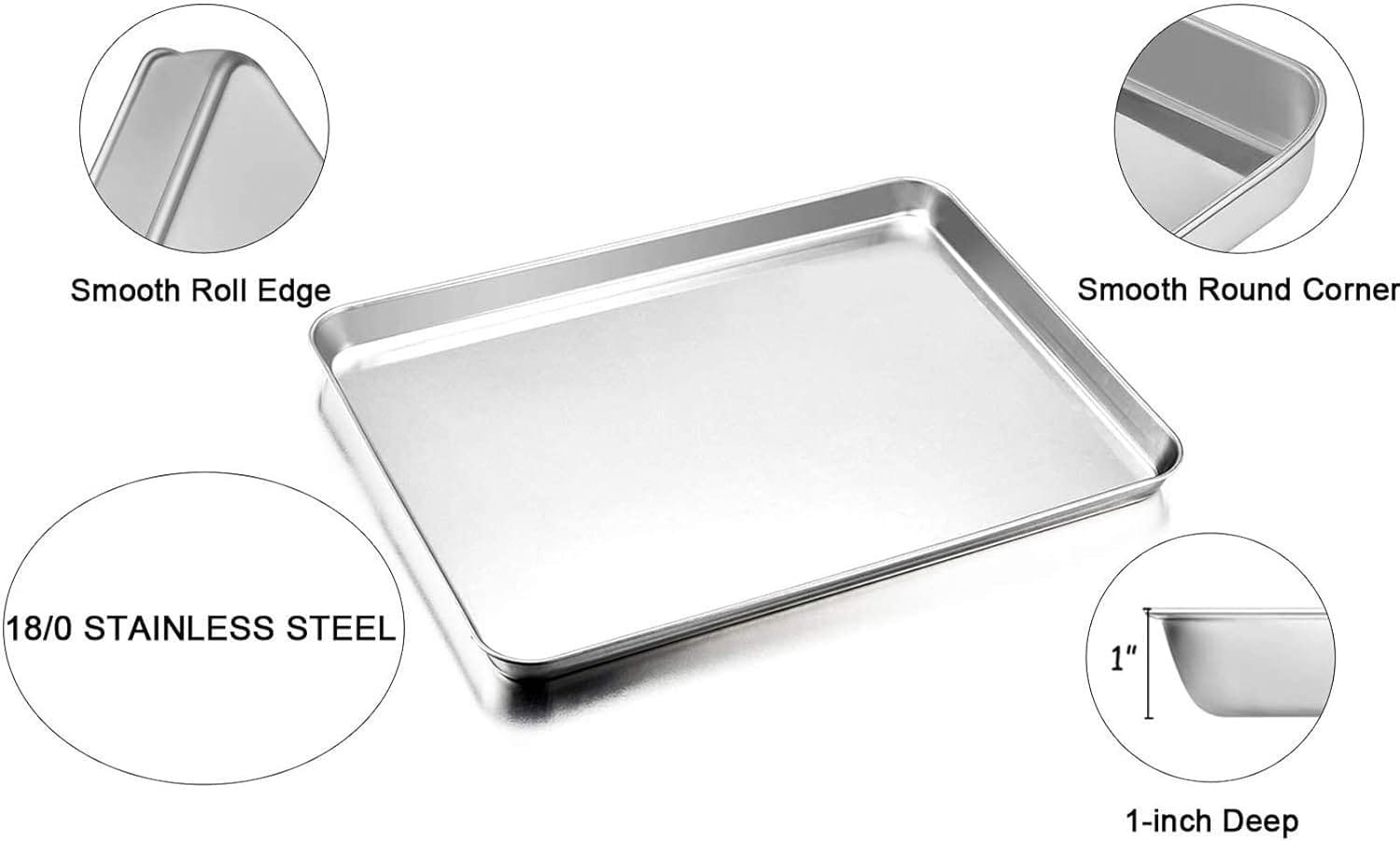 TeamFar Baking Sheet, 17.6’’ x 13’’ x 1’’ Stainless Steel Large Cookie Sheet Half Baking Pans, Non-toxic Healthy, Easy Clean Dishwasher Safe, Heavy Duty Durable - Set of 2 TeamFar Baking Sheet, 17.6’’ x 13’’ x 1’’ Stainless Steel Large Cookie Sheet Half Baking Pans, Non-toxic Healthy, Easy Clean Dishwasher Safe, Heavy Duty Durable - Set of 2