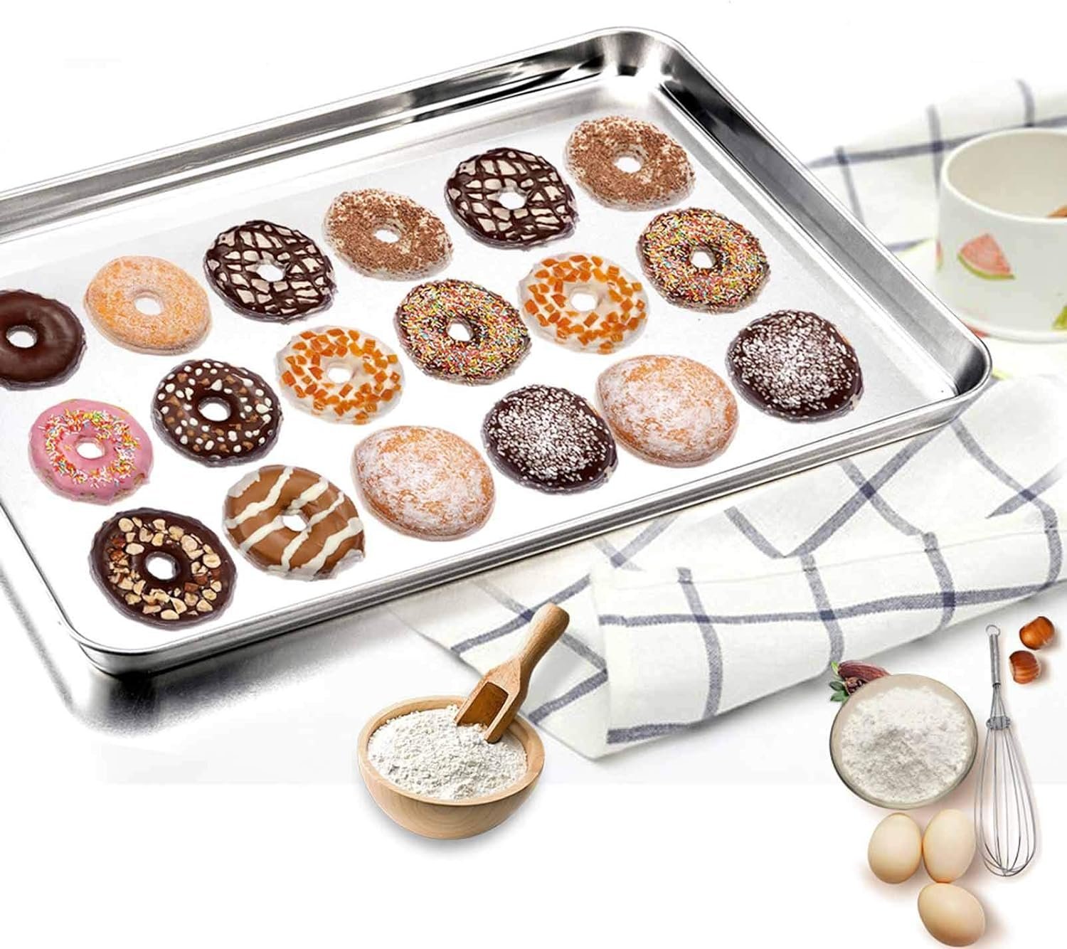 TeamFar Baking Sheet, 17.6’’ x 13’’ x 1’’ Stainless Steel Large Cookie Sheet Half Baking Pans, Non-toxic Healthy, Easy Clean Dishwasher Safe, Heavy Duty Durable - Set of 2 TeamFar Baking Sheet, 17.6’’ x 13’’ x 1’’ Stainless Steel Large Cookie Sheet Half Baking Pans, Non-toxic Healthy, Easy Clean Dishwasher Safe, Heavy Duty Durable - Set of 2