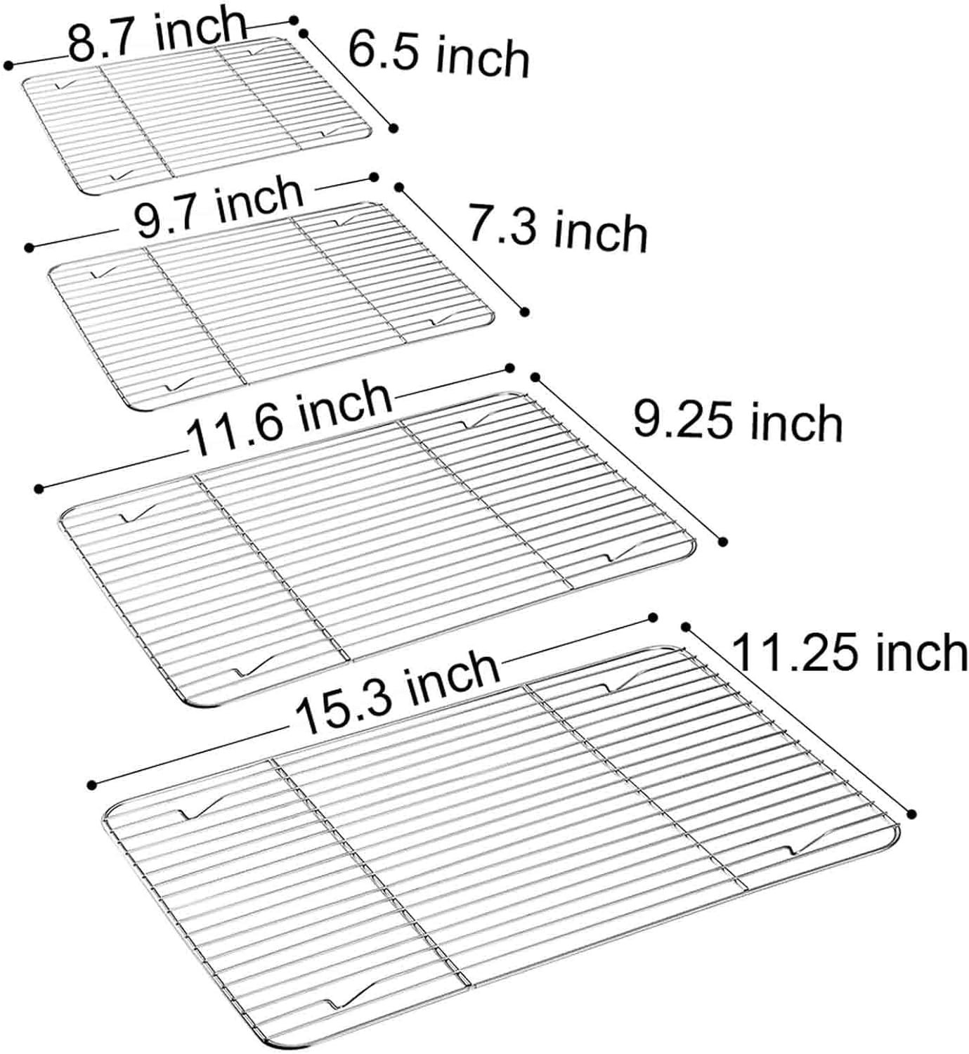 TeamFar Cooling Rack Set of 4, Stainless Steel Grid Cooking Roasting Racks for Various Size Baking Sheet Toaster Oven Pan, Healthy Heavy Duty, Mirror Finish Dishwasher Safe TeamFar Cooling Rack Set of 4, Stainless Steel Grid Cooking Roasting Racks for Various Size Baking Sheet Toaster Oven Pan, Healthy Heavy Duty, Mirror Finish Dishwasher Safe
