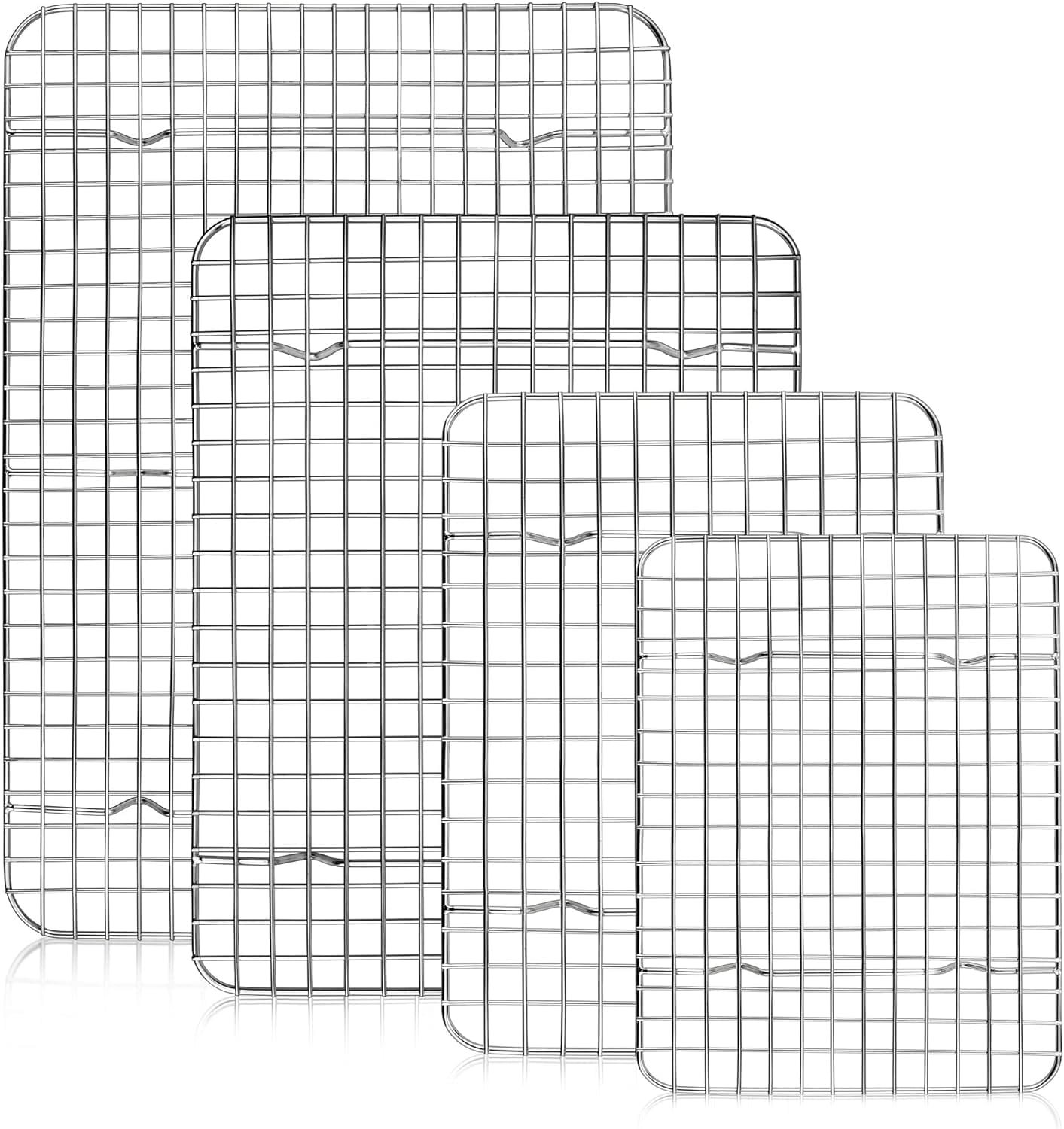 TeamFar Cooling Rack Set of 4, Stainless Steel Grid Cooking Roasting Racks for Various Size Baking Sheet Toaster Oven Pan, Healthy Heavy Duty, Mirror Finish Dishwasher Safe TeamFar Cooling Rack Set of 4, Stainless Steel Grid Cooking Roasting Racks for Various Size Baking Sheet Toaster Oven Pan, Healthy Heavy Duty, Mirror Finish Dishwasher Safe