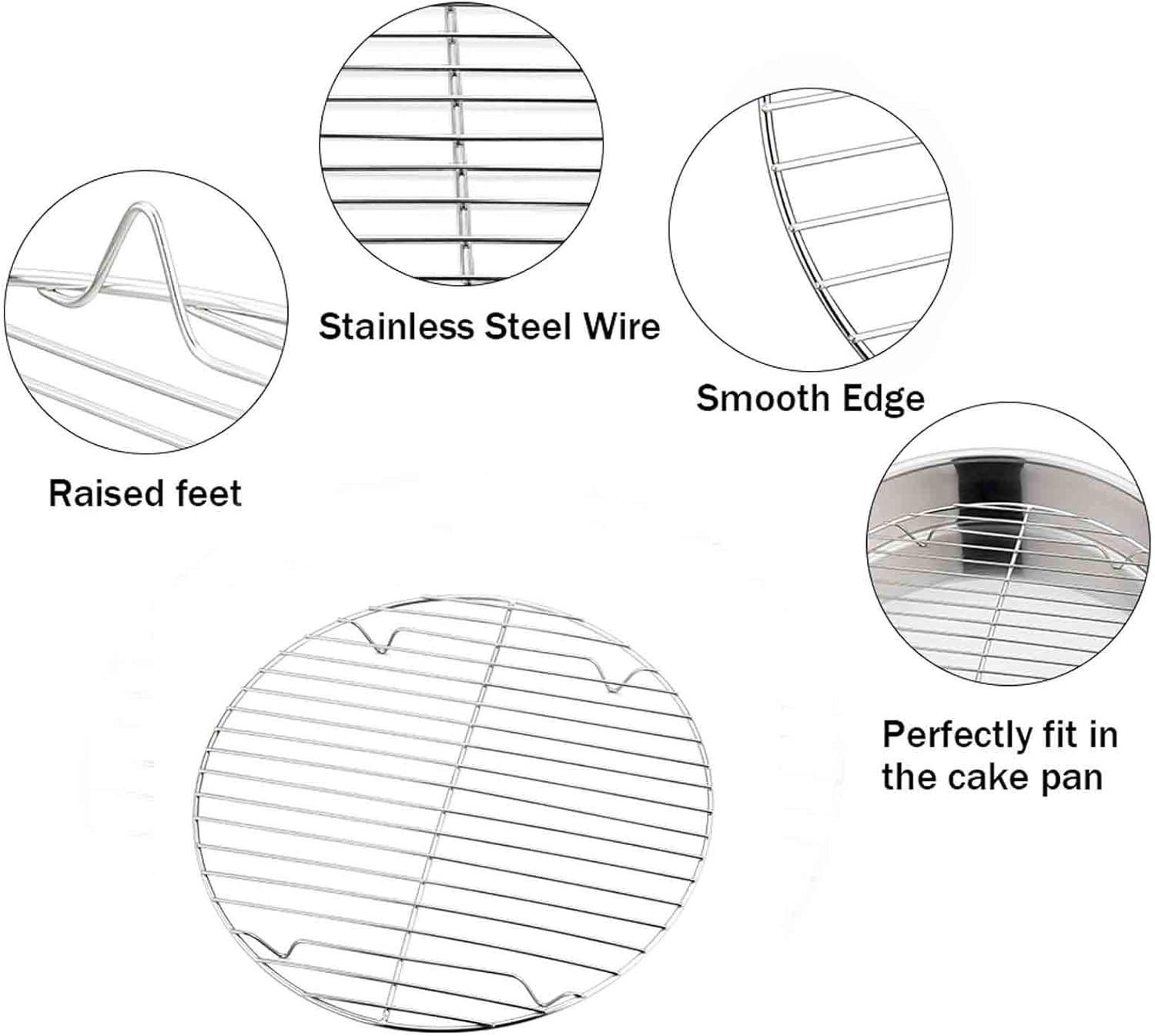 TeamFar Round Cooling Rack, 7.5’’ Small Baking Roasting Grilling Rack with Stainless Steel Core  Non-stick Coating, for Cooking Steaming Cooling, Healthy  Durable, Oven Safe  Easy Clean – Set of 2