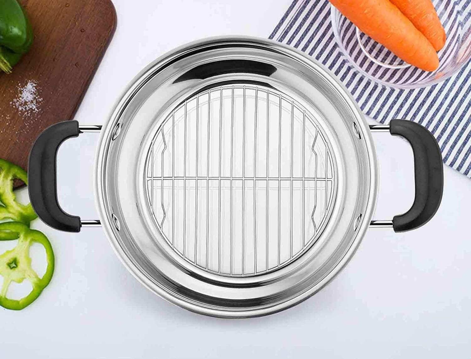 TeamFar Round Cooling Rack, 7.5’’ Small Baking Roasting Grilling Rack with Stainless Steel Core  Non-stick Coating, for Cooking Steaming Cooling, Healthy  Durable, Oven Safe  Easy Clean – Set of 2
