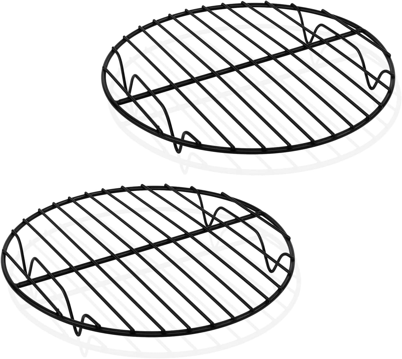 TeamFar Round Cooling Rack, 7.5’’ Small Baking Roasting Grilling Rack with Stainless Steel Core  Non-stick Coating, for Cooking Steaming Cooling, Healthy  Durable, Oven Safe  Easy Clean – Set of 2