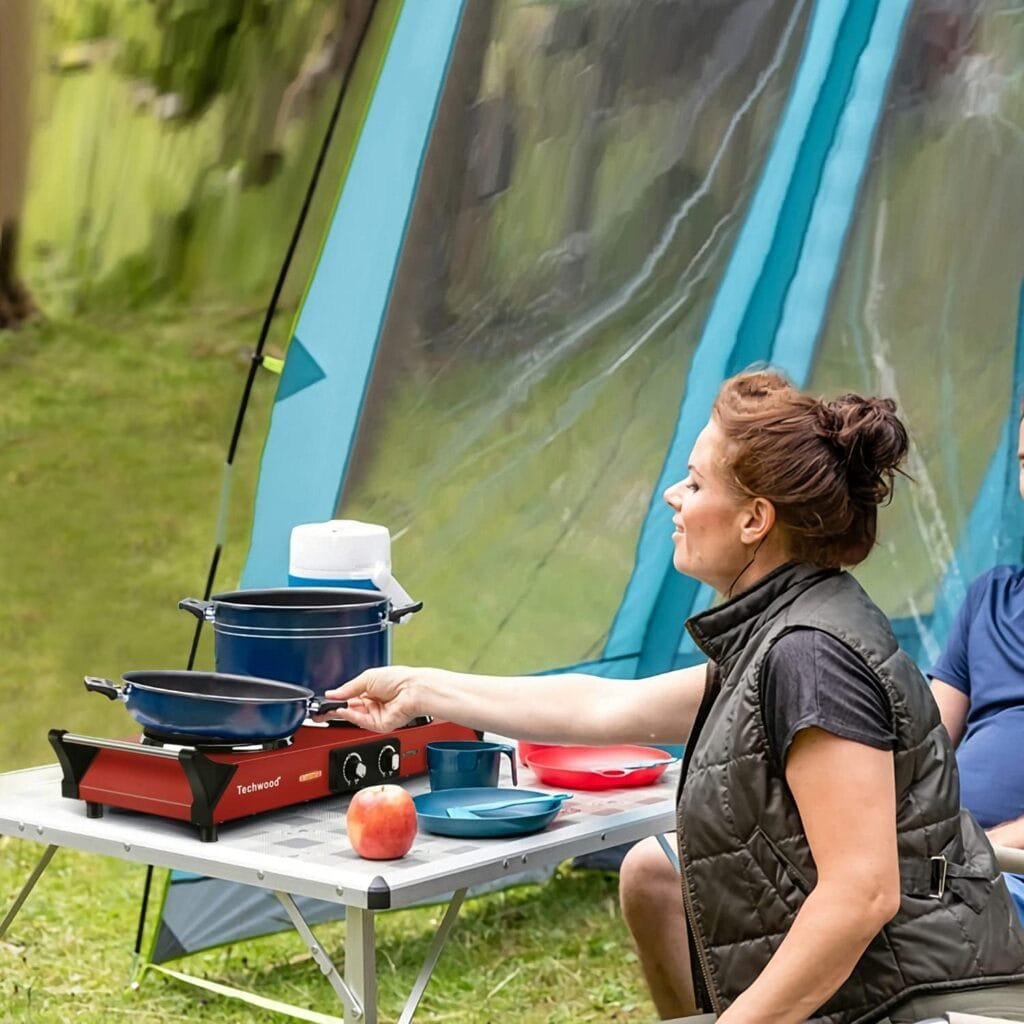 Techwood Hot Plate Portable Electric Stove 1500W Countertop Single Burner with Adjustable Temperature  Stay Cool Handles, 7.5” Cooktop for Dorm Office/Home/Camp, Compatible for All Cookwares