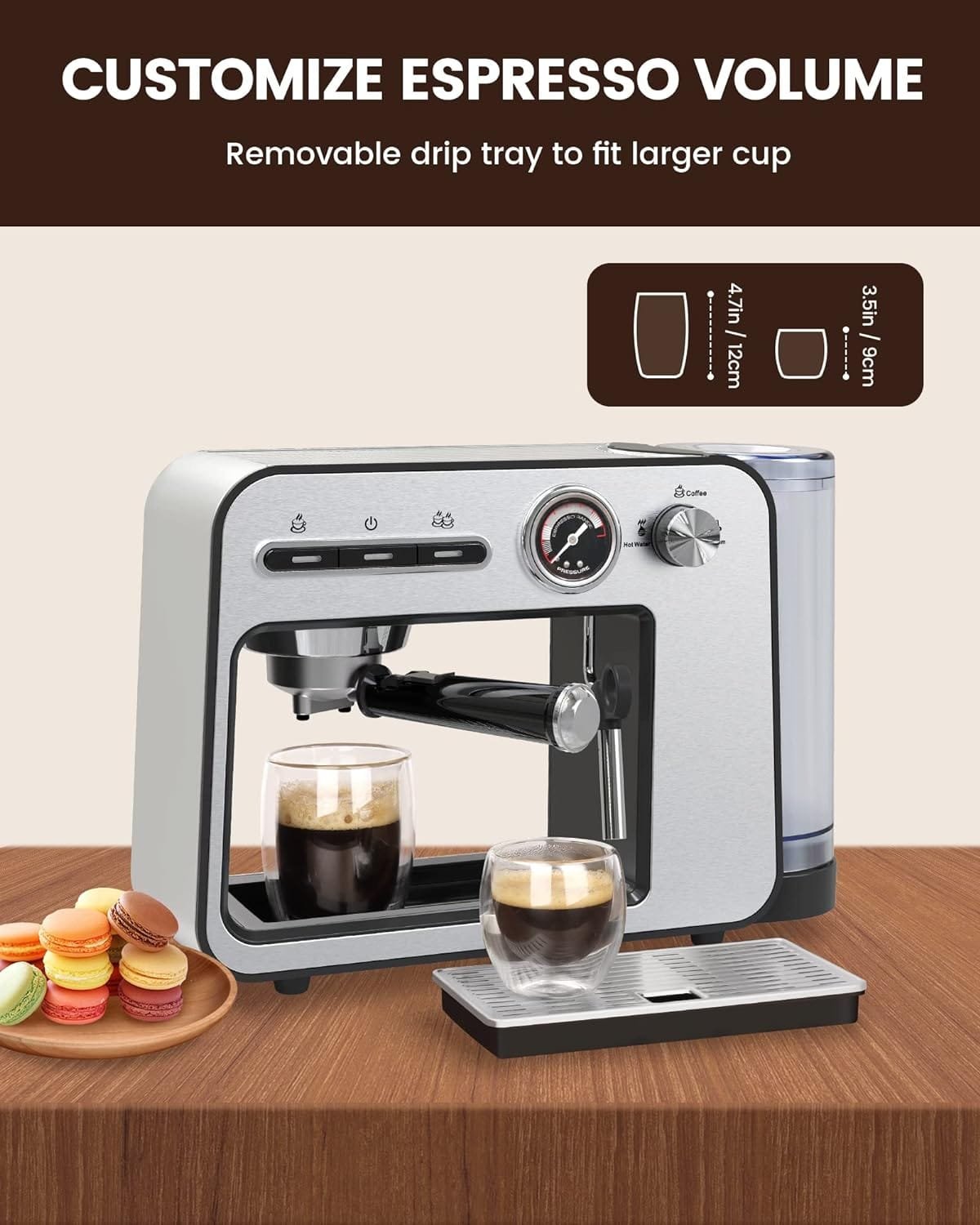 Teglu Espresso Machine 20 Bar with Milk Frother, Semi-Automatic Latte Cappuccino Coffee Maker Removable Water Tank 33oz/1L for Home/Office, ST-693B, 1450W, Stainless Steel Teglu Espresso Machine 20 Bar with Milk Frother, Semi-Automatic Latte Cappuccino Coffee Maker Removable Water Tank 33oz/1L for Home/Office, ST-693B, 1450W, Stainless Steel