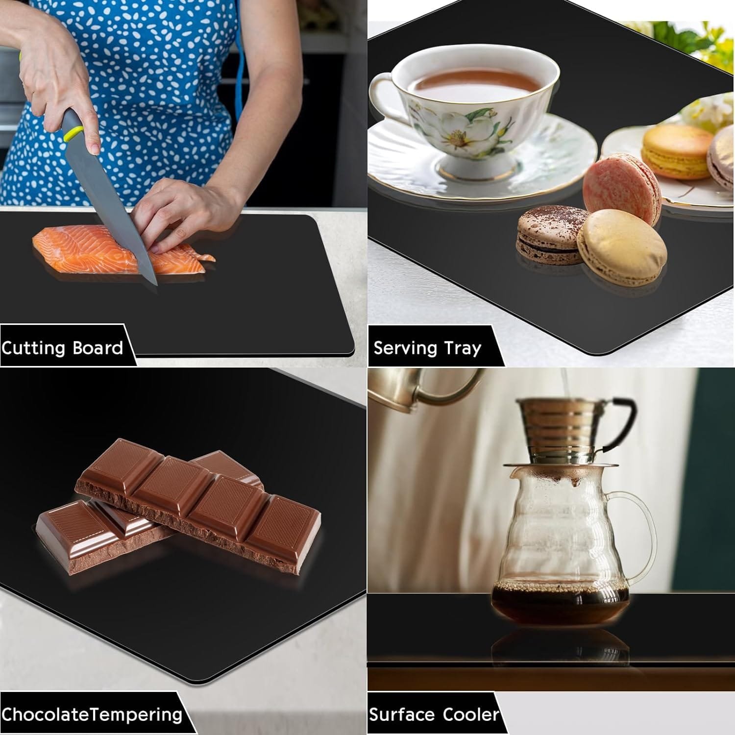 Tempered Glass Cutting Board - Glass Cutting Boards for Kitchen,Black Cutting Board for Countertop,Heat Resistant, Shatter Resistant,Dishwasher Safe (Black, 12 x 16 Set of 2) Tempered Glass Cutting Board - Glass Cutting Boards for Kitchen,Black Cutting Board for Countertop,Heat Resistant, Shatter Resistant,Dishwasher Safe (Black, 12 x 16 Set of 2)