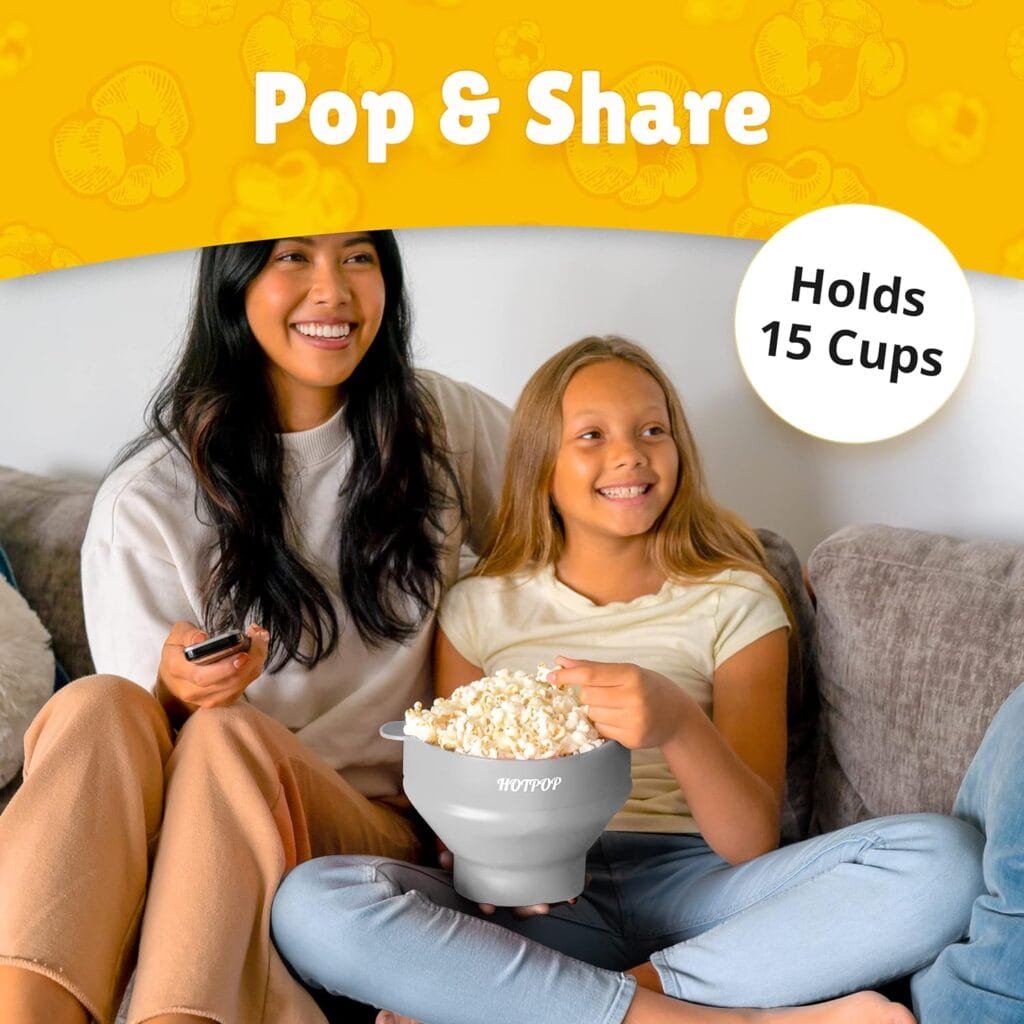 The Original Hotpop Microwave Popcorn Popper, Silicone Popcorn Maker, Collapsible Microwave Popcorn Bowl BPA-Free  Dishwasher Safe (Cherry)
