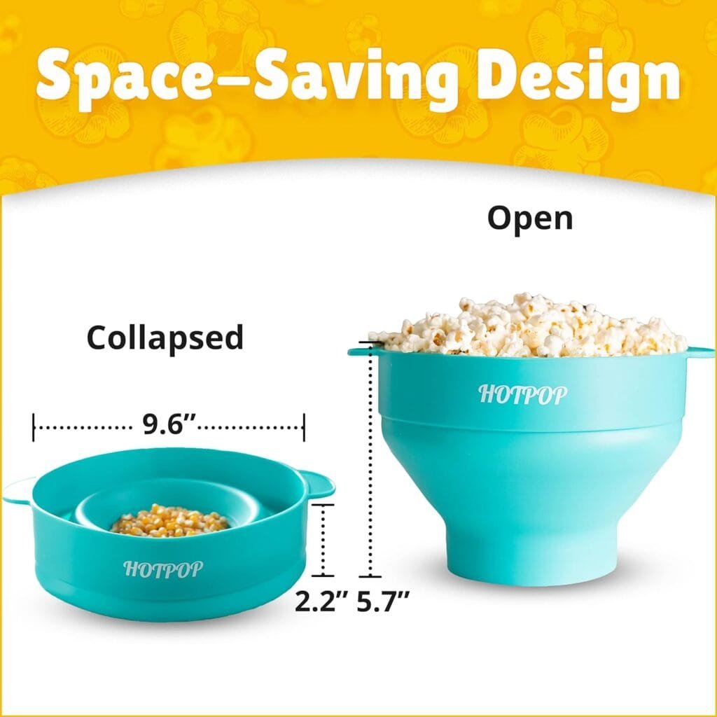 The Original Hotpop Microwave Popcorn Popper, Silicone Popcorn Maker, Collapsible Microwave Popcorn Bowl BPA-Free  Dishwasher Safe (Cherry)